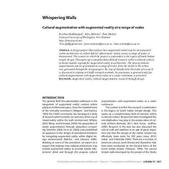 (PDF) Whispering Walls: Augmented Reality for Architecture at a Range ...