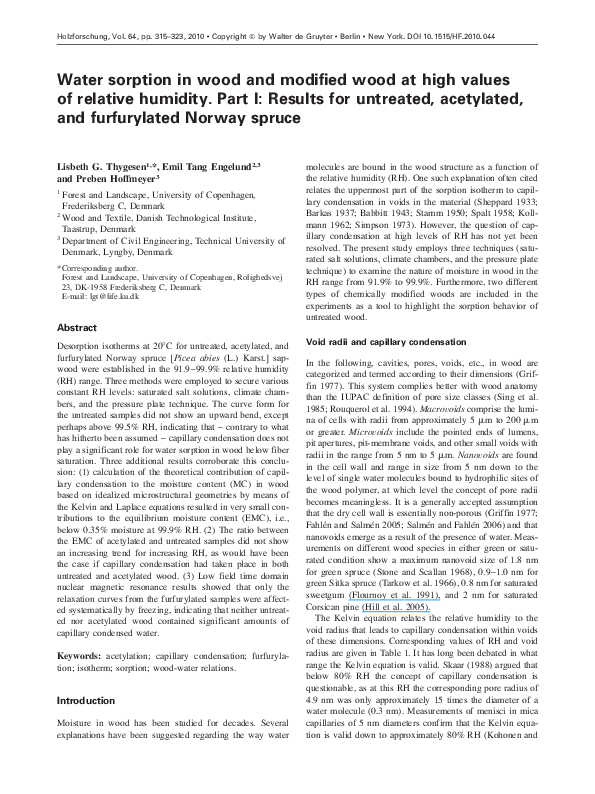 (PDF) Water sorption in wood and modified wood at high values of ...
