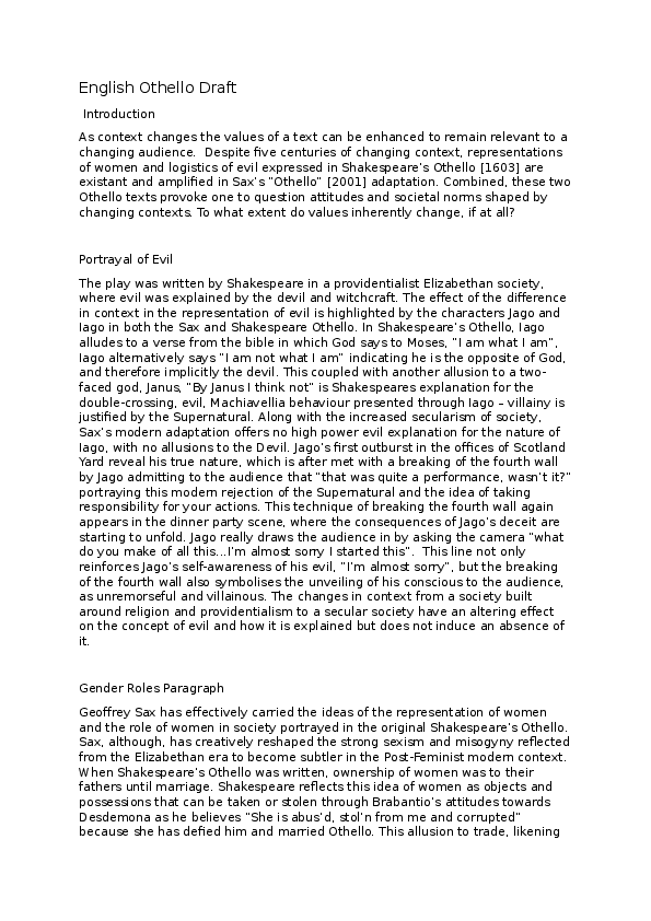 Adaptation othello essay image