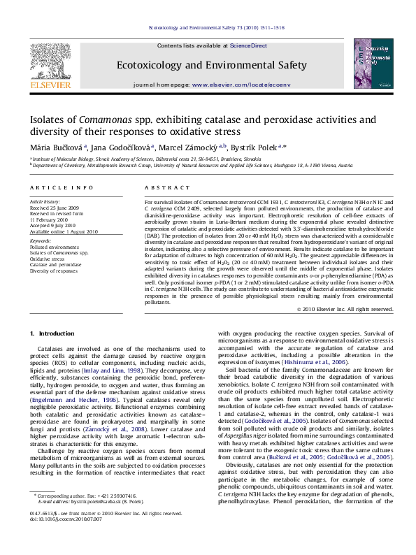 (PDF) Isolates of Comamonas spp. exhibiting catalase and peroxidase ...