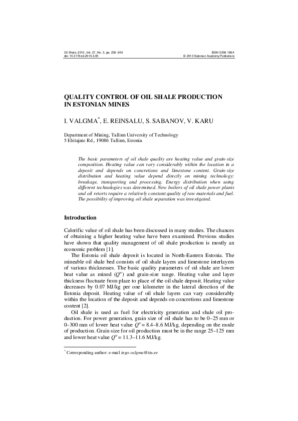 (PDF) quality control of oil shale Veiko Karu Academia.edu