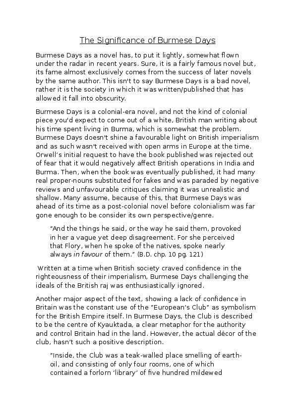 Burmese days essay 07 picture