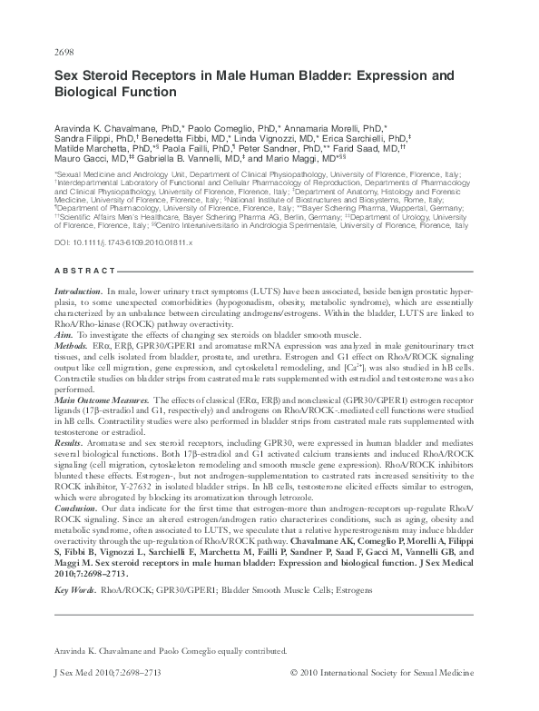 (PDF) Sex Steroid Receptors in Male Human Bladder: Expression and ...