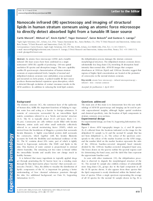 (PDF) Nanoscale infrared (IR) spectroscopy and imaging of structural ...