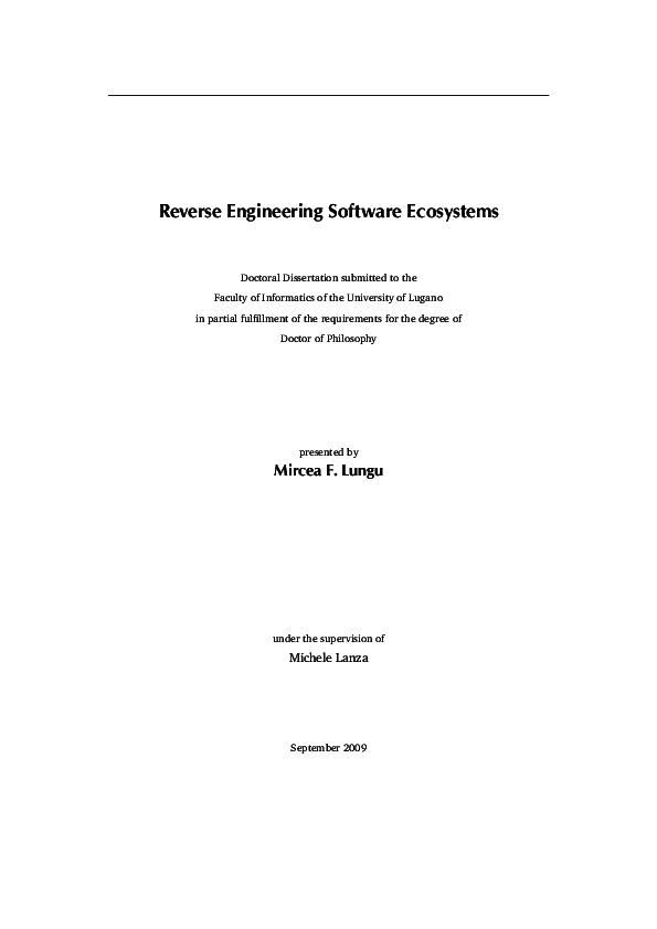 (PDF) Reverse Engineering Software Ecosystems