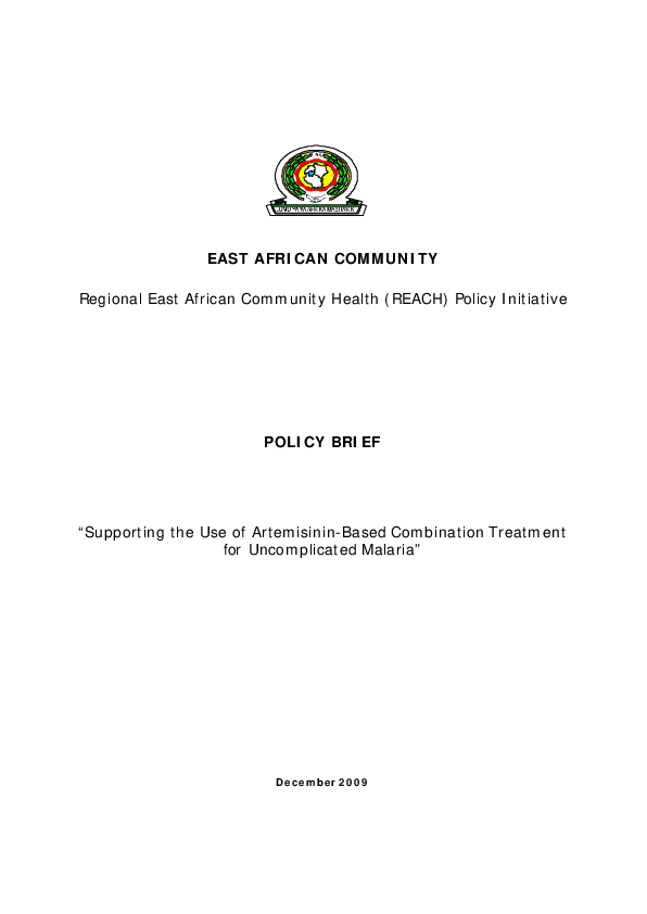 (PDF) Supporting the Use of ArtemisininBased Combination Treatment for