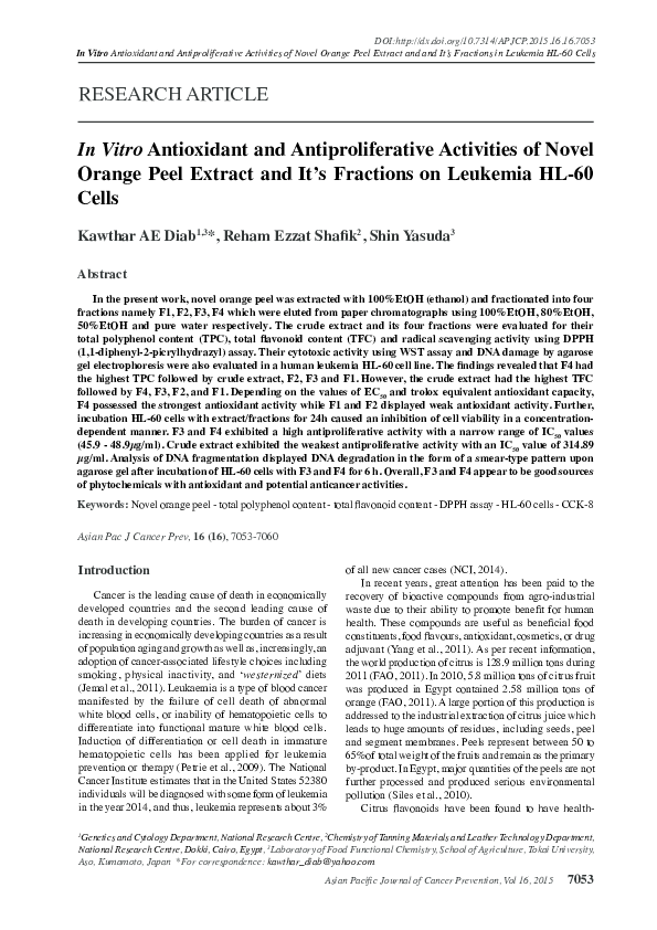 (PDF) In Vitro Antioxidant and Antiproliferative Activities of Novel ...