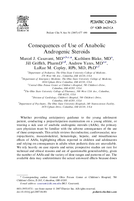 (PDF) Consequences of Use of Anabolic Androgenic Steroids