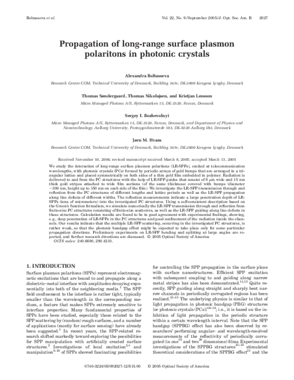 (PDF) Propagation of long-range surface plasmon polaritons in photonic ...