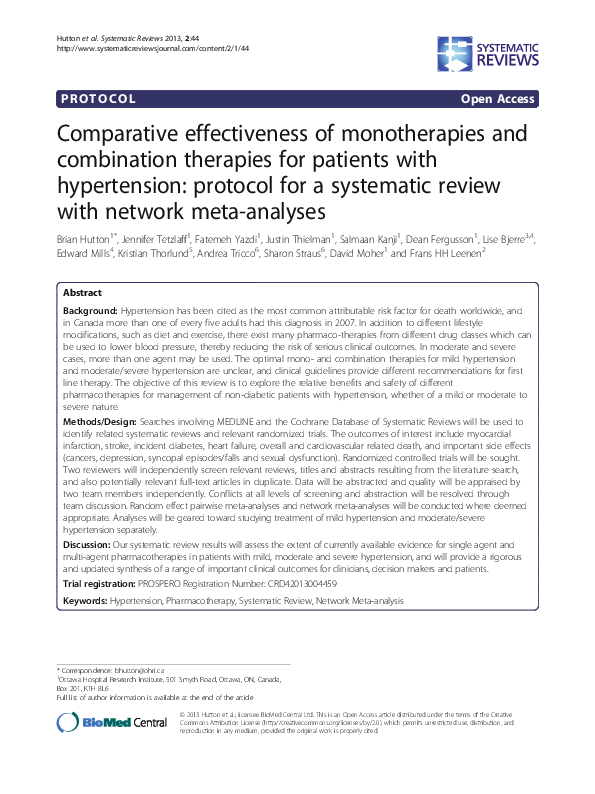 (PDF) Comparative effectiveness of monotherapies and combination ...