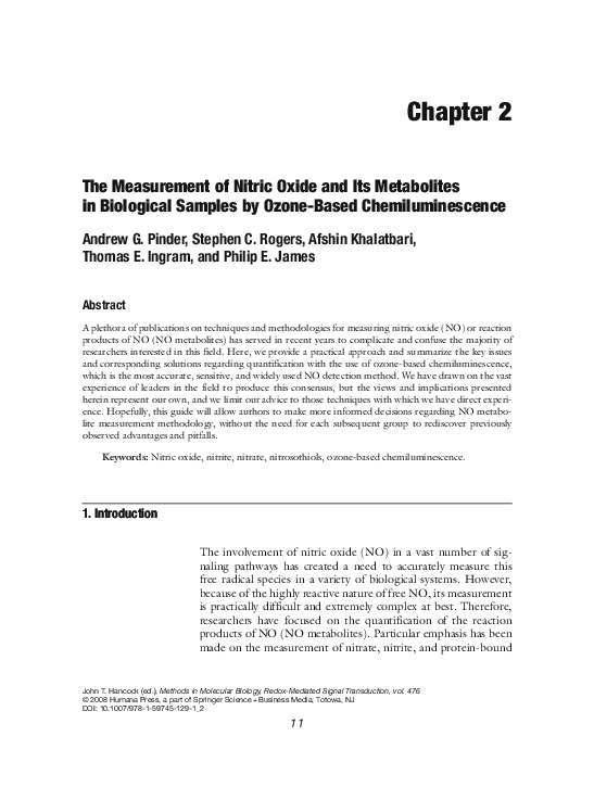 (PDF) The measurement of nitric oxide and its metabolites in biological ...