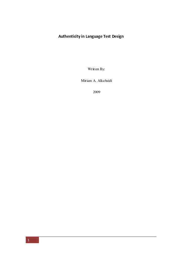 Pdf Authenticity In Language Test Design