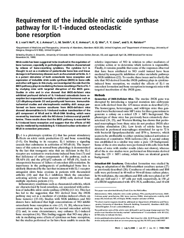 (PDF) Requirement of the inducible nitric oxide synthase pathway for IL ...