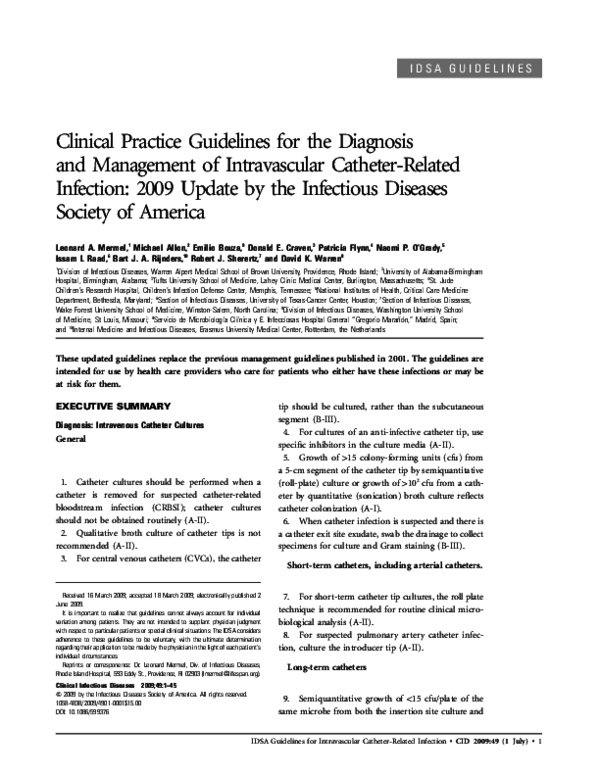 (PDF) Clinical Practice Guidelines for the Diagnosis and Management of