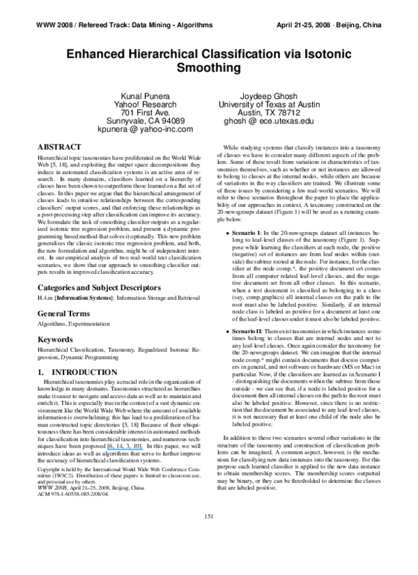 (PDF) Enhanced hierarchical classification via isotonic smoothing