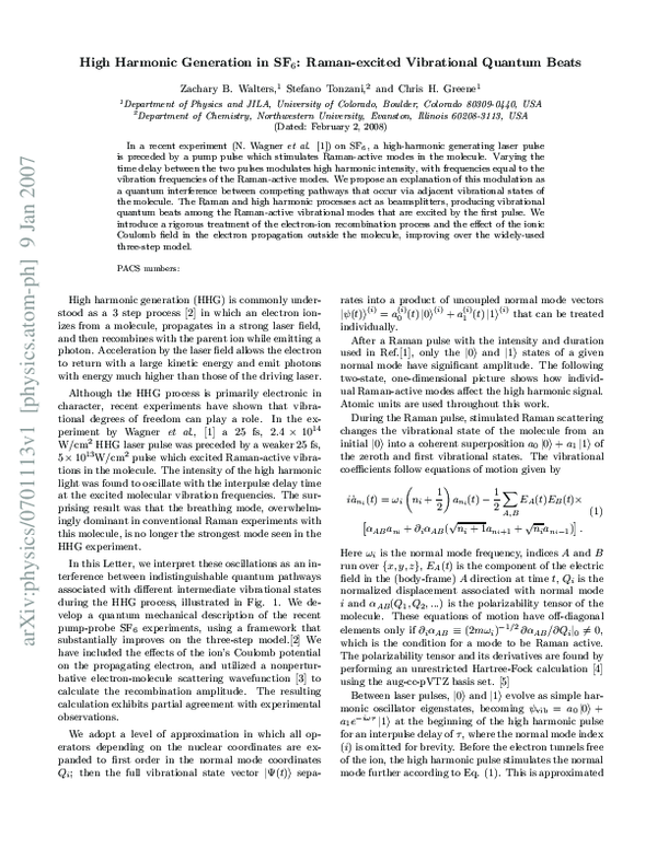(PDF) High harmonic generation in SF 6 : Raman-excited vibrational ...