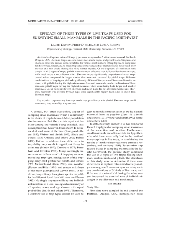 (PDF) Efficacy of Three Types of Live Traps Used for Surveying Small ...