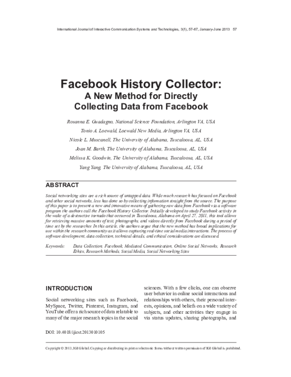 (PDF) Facebook history collector A new method for directly collecting