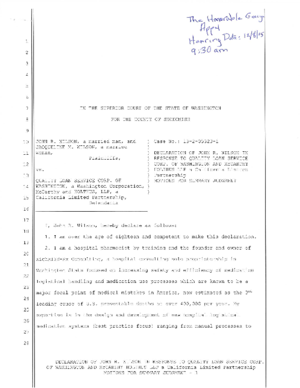 (PDF) COG Litigation Wilsons v Quality Declaration of John Wilson