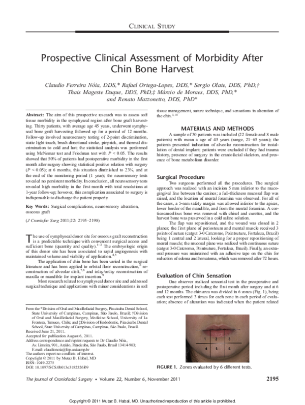 (PDF) Prospective Clinical Assessment of Morbidity After Chin Bone Harvest