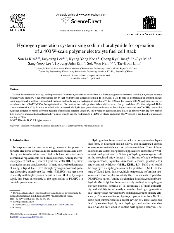 (PDF) Hydrogen generation system using sodium borohydride for operation ...