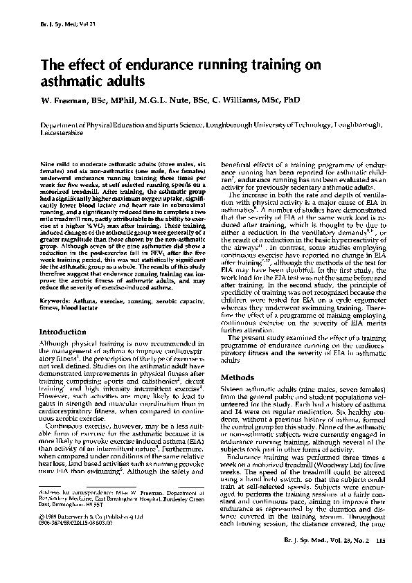 (PDF) The effect of endurance running training on asthmatic adults