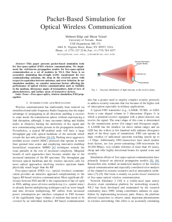 (PDF) Packetbased simulation for optical wireless communication