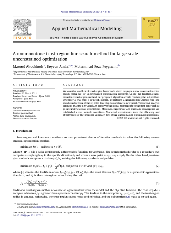 (PDF) A nonmonotone trust-region line search method for large-scale ...