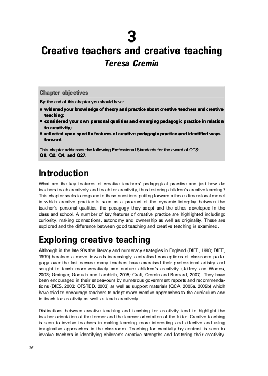 (PDF) Creative teachers and creative teaching