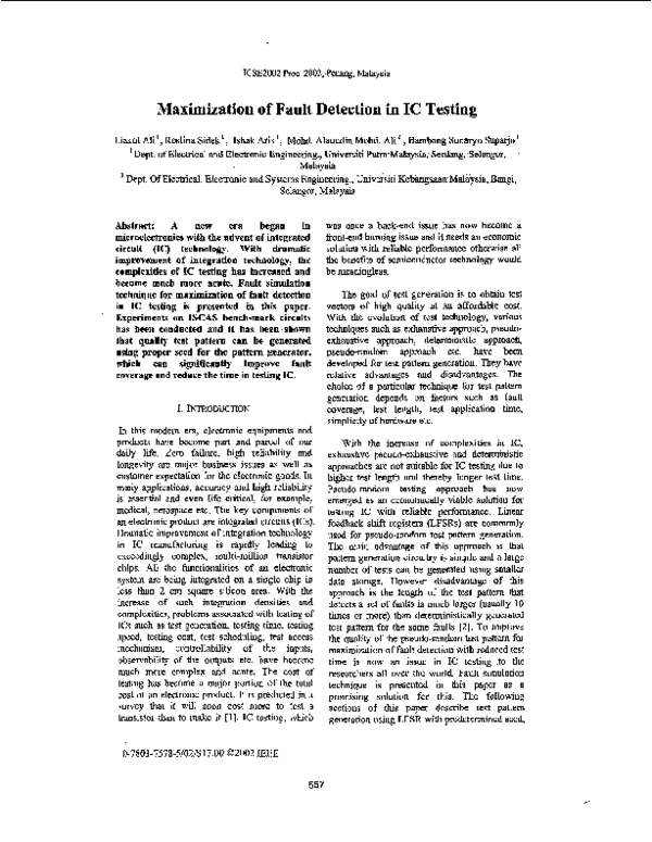 (PDF) Maximization of fault detection in IC testing