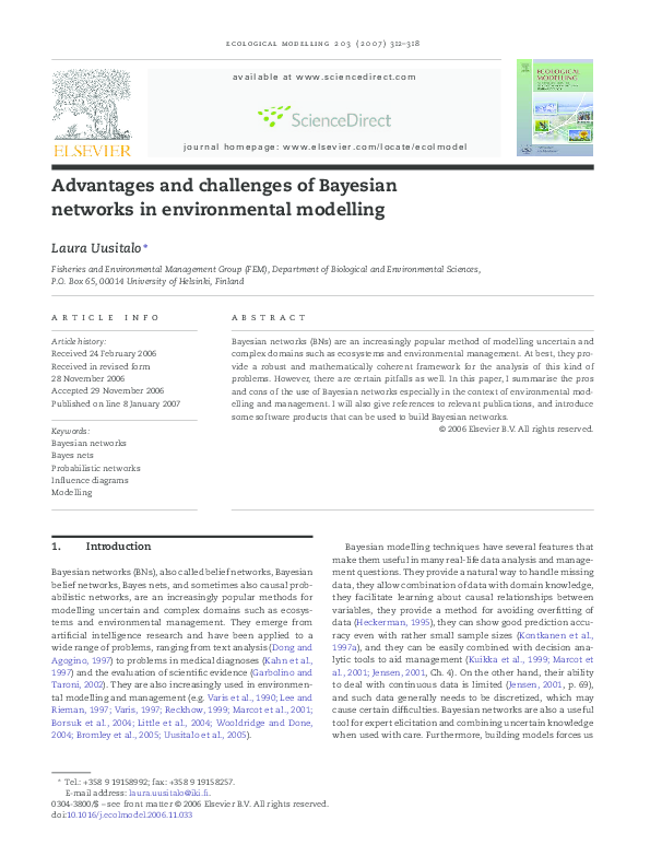 Bayesian Networks In Environmental Modelling