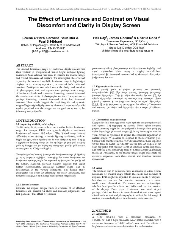 (PDF) The Effect of Luminance and Contrast on Visual Discomfort and ...