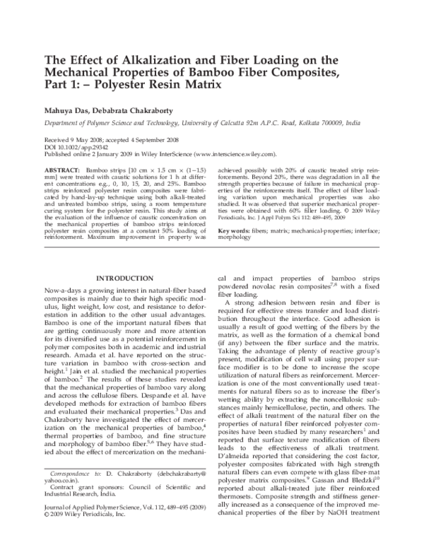 (PDF) The effect of alkalization and fiber loading on the mechanical ...