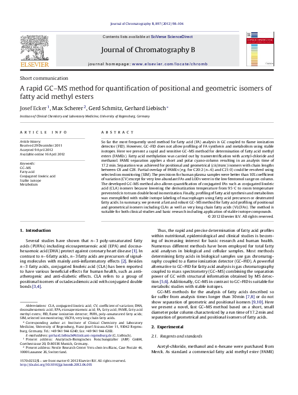 (PDF) A rapid GC–MS method for quantification of positional and ...