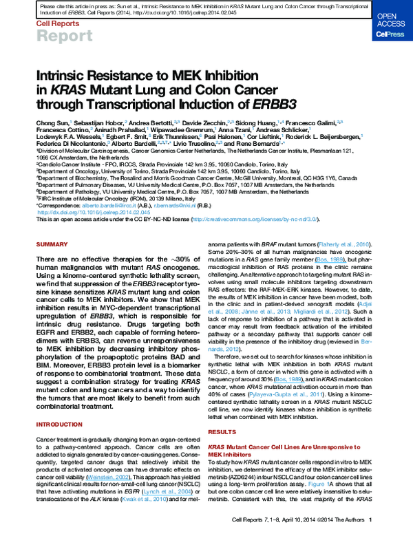 (PDF) Intrinsic Resistance to MEK Inhibition in KRAS Mutant Lung and ...