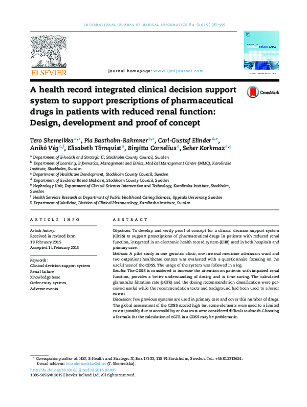 (PDF) A health record integrated clinical decision support system to ...
