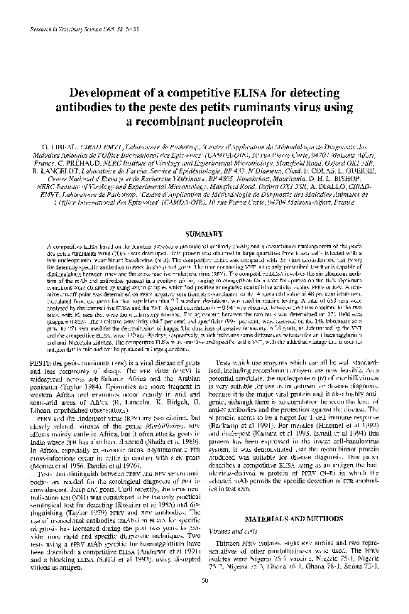 (PDF) Development of a competitive ELISA for detecting antibodies to ...