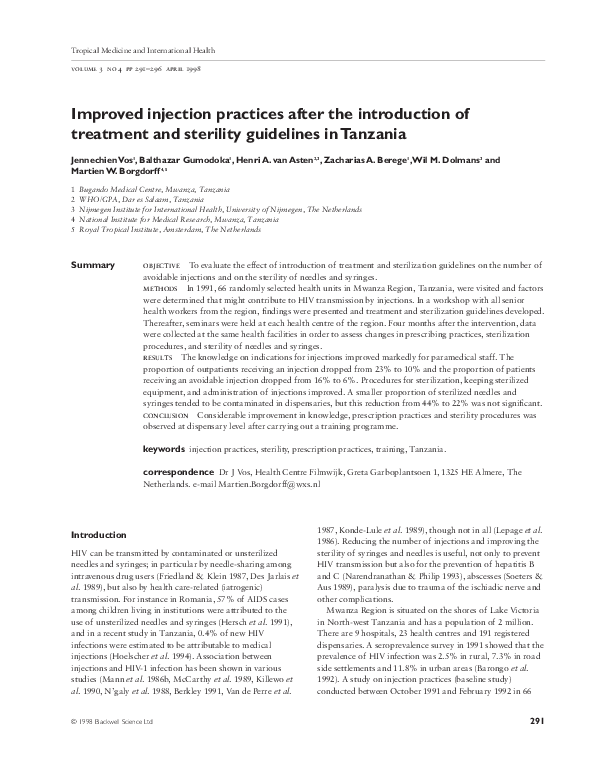(PDF) Improved injection practices after the introduction of treatment ...