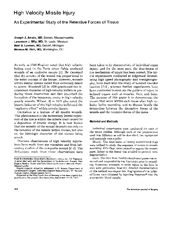 (PDF) High velocity missile injury