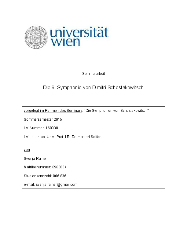 Pdf Die 9 Symphonie Von Schostakowitsch Svenja Rainer