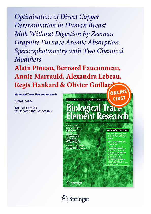 (PDF) Optimisation of Direct Copper Determination in Human Breast Milk ...