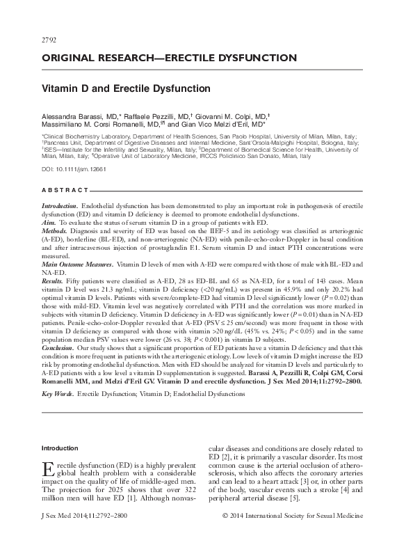 (PDF) Vitamin D and Erectile Dysfunction Alessandra Barassi