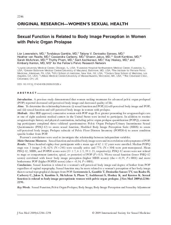 (PDF) Sexual Function is Related to Body Image Perception in Women with ...