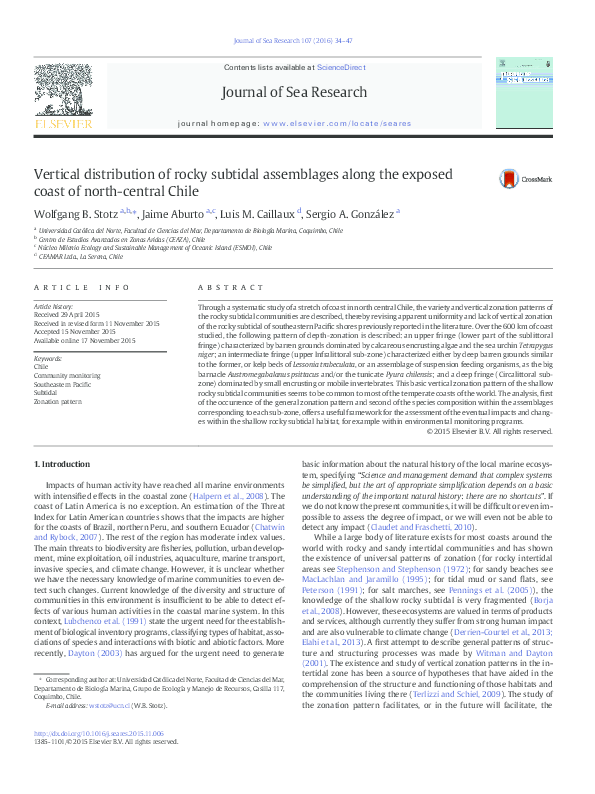 (PDF) Vertical distribution of rocky subtidal assemblages along the ...