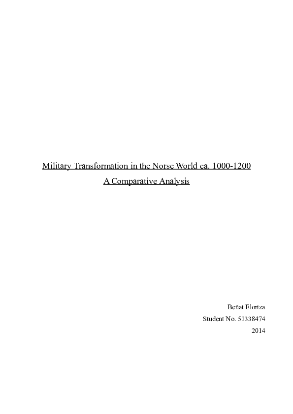 MLitt Dissertation - Military Transformation in the Norse World c. 1000-1200