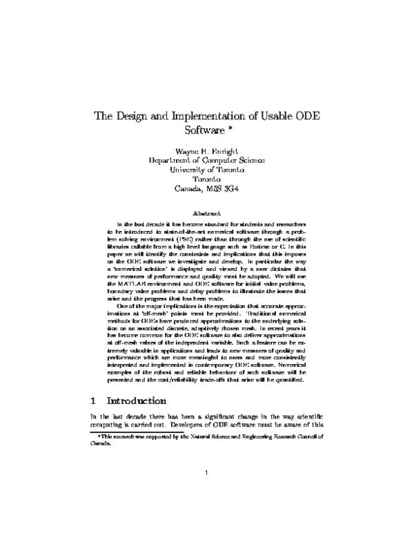 (PDF) The design and implementation of usable ODE software