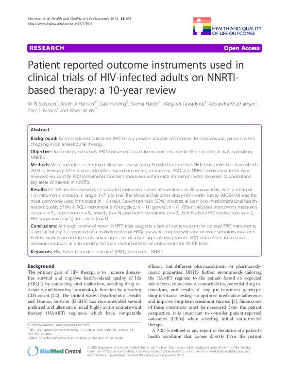 (PDF) Patient reported outcome instruments used in clinical trials of ...