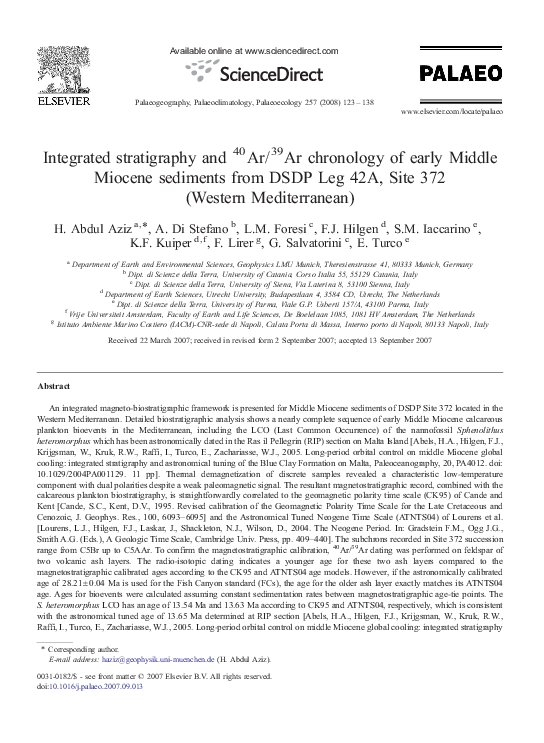 (PDF) Integrated stratigraphy and 40Ar/39Ar chronology of early Middle ...