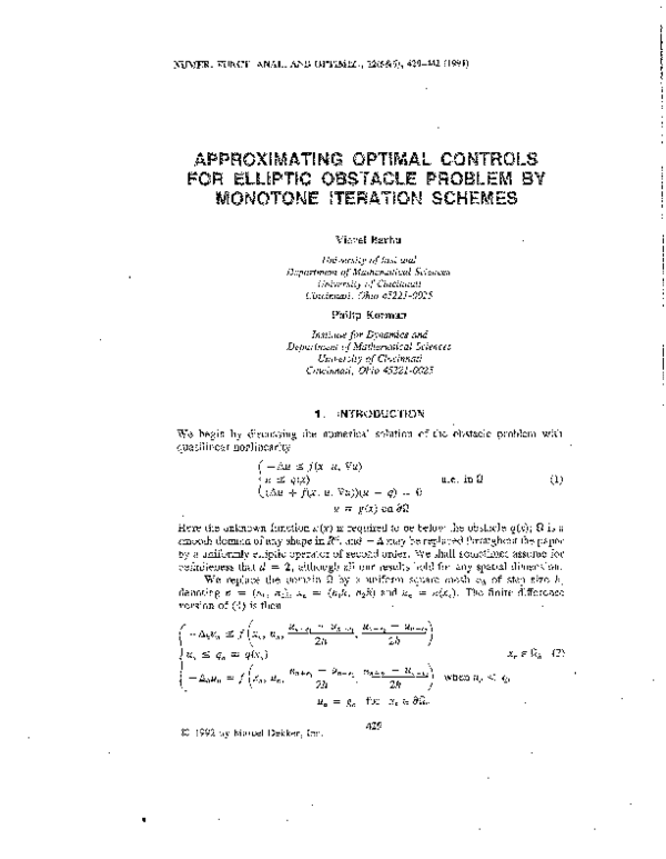 (PDF) Approximating optimal controls for elliptic obstacle problem by ...