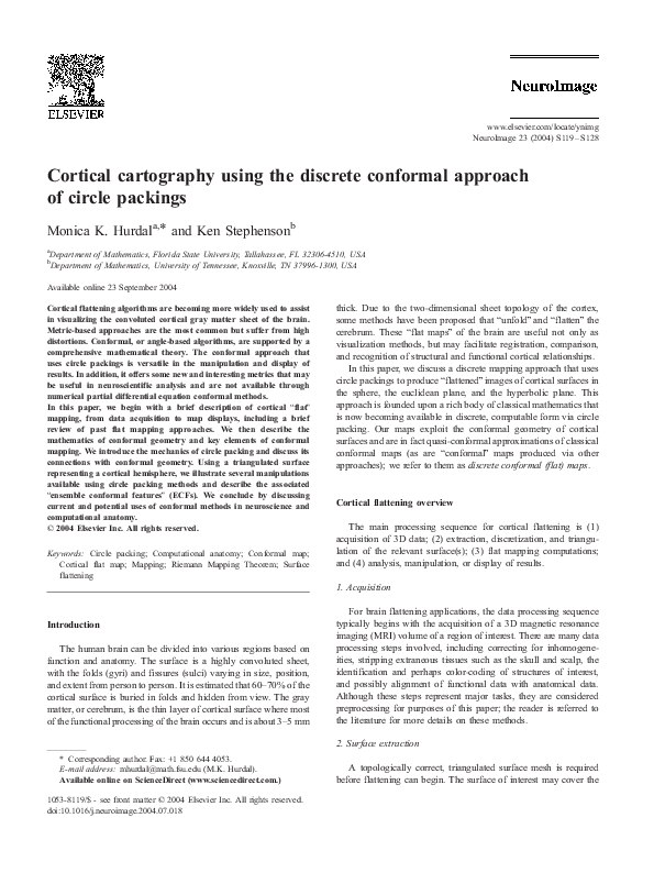 (PDF) Cortical cartography using the discrete conformal approach of ...